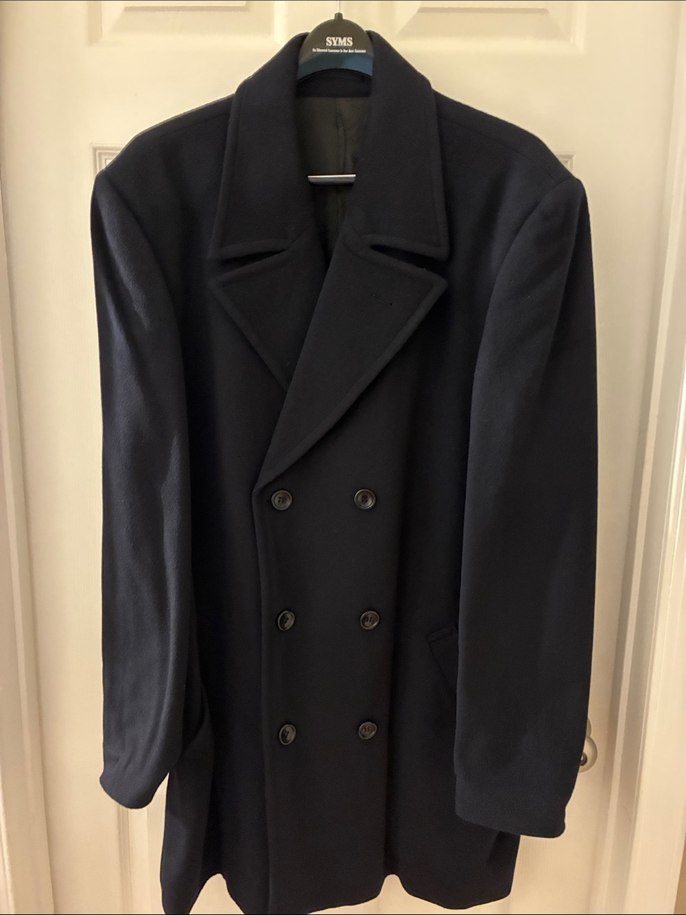 Vintage Classic Men's Double-Breasted Pea Coat - Navy